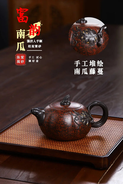 350ml Master Handmade Yixing Purple Clay Teapot Dragon Pattern Xishi Ball Hole Filter Kettle Chinese Teaware Zisha Tea Pot