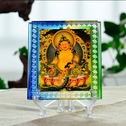 GOOD # Wholesale Buddhist supplies Temple HOME altar crystal Yellow Jambhala God of wealth Buddha ornament statue