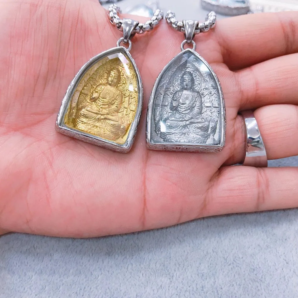 $189 # Southeast Asia Thailand Temple Buddhist pocket talisman Omnipotent gilding Gotama Sakyamuni Buddha card Pendant Amulet