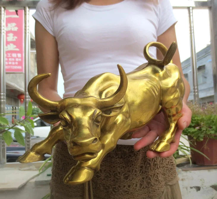 NEW HOME Shop parlour TOP decoration ART FENG SHUI Business Good luck Success Charging Bull Taurus Statue 31CM