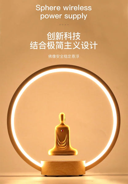 Magnetic Levitation Self Rotating Buddha Statue LED light-emitting ring table lamp Faceless Buddha Home furnishings