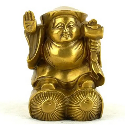 Pure copper three side big black god of wealth Buddha ornament big black god of wealth Buddha ornament waving the God of wealth