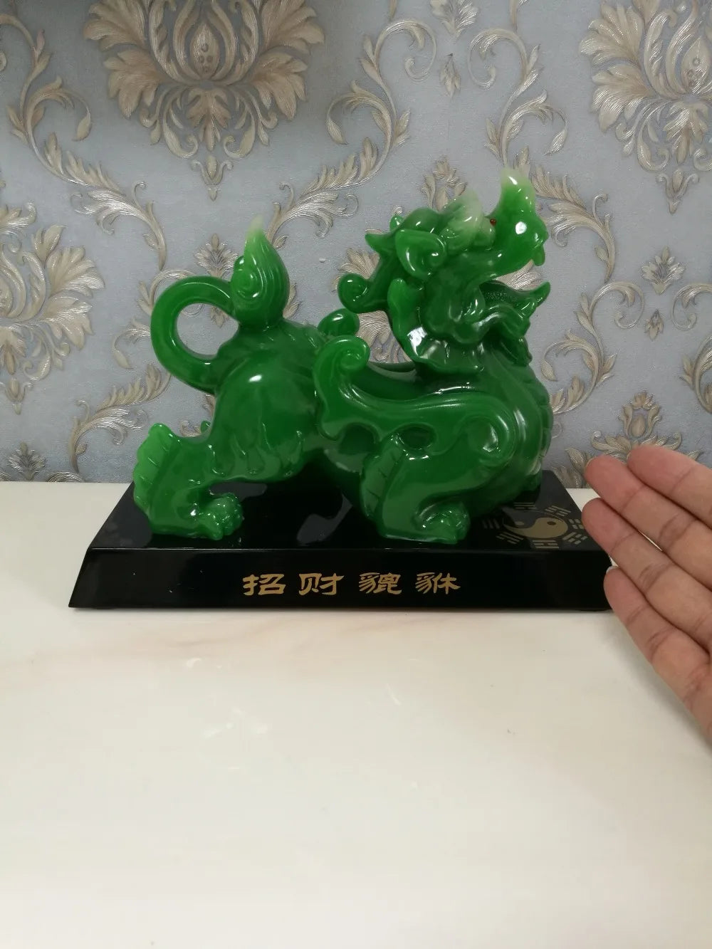 GOOD LUCK office home Southeast Asia FENG SHUI Talisman Money Drawing dragon PI XIU green crystal Sculpture ART statue # 24CM