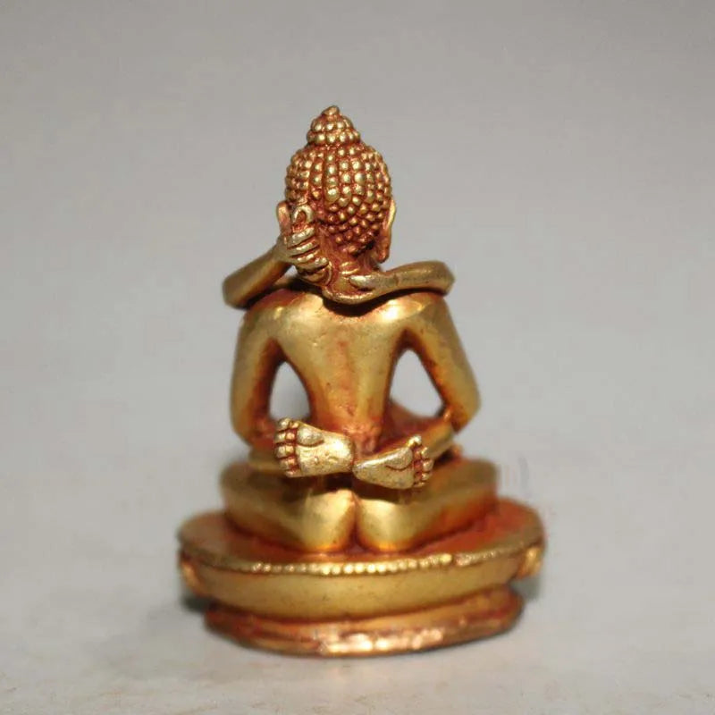 Tibetan Indian Buddhism pocket Mandkesvara Yab-Yum Hevajra  double-edged Happy buddha brass statue Bless family home talisman