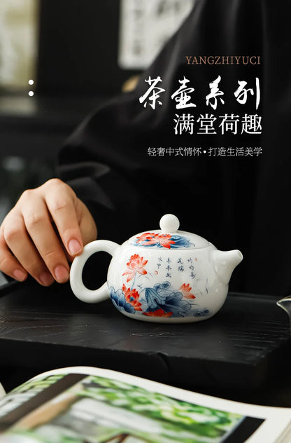 Blue and White Xishi Teapot Chinese Ceramic Kung Fu Teaware Tea Kettle for Home Use Tea Set Handpainted High End Tea Pots