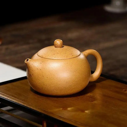 Zisha Teapot Yixing Handmade Pot, Kung-Fu Teaware, Purple Clay Drinkware for Puer Green Black Chinese Tea, Yellow Mud Xishi