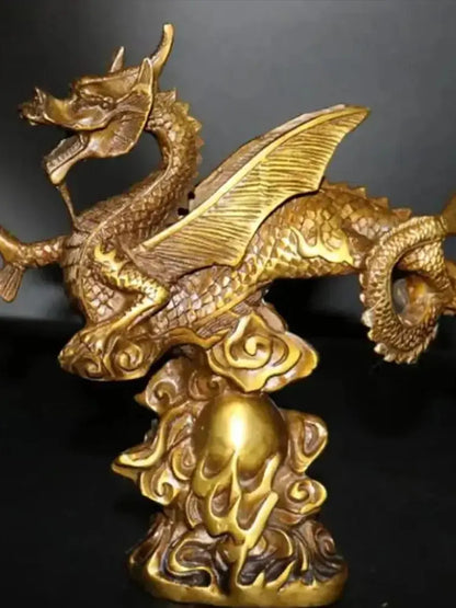 China brass fly dragon crafts statue