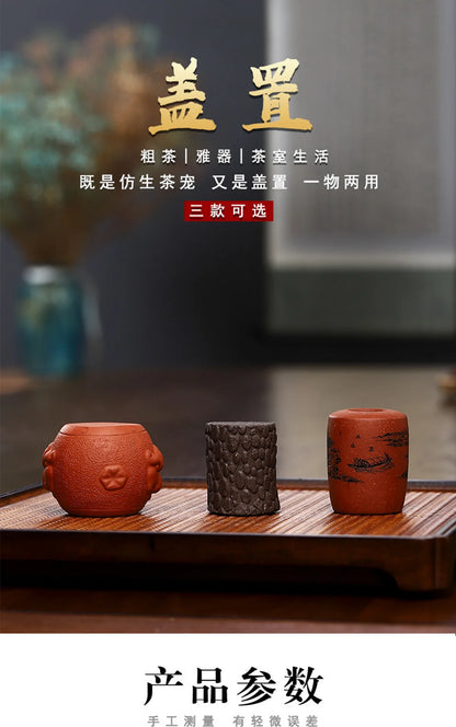 Creative Purple Sand Bionic Saucer Cover Teapot Lid Decoration Home Desktop Cute Small Object Living Room Decorations Tea