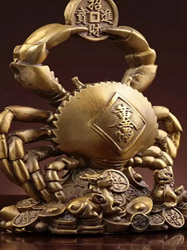 Brass Money Crab Feng Shui Copper Crab Zhaocai Office Home Decoration Living Room foyer Study Crafts