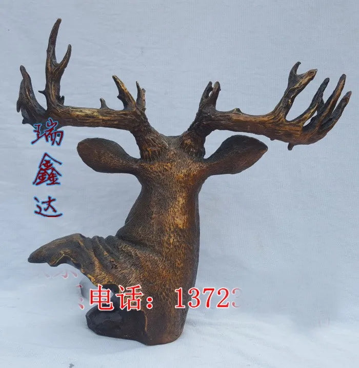 HOT SALE  Office home FENG SHUI ART Talisman Money Drawing Fortune elk deer Bronze statue 39CM l