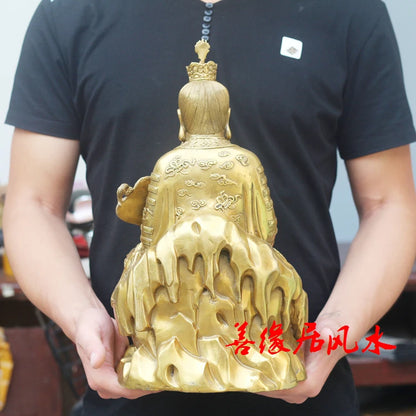 HOT SALE LARGE -Bring in wealth GOOD LUCK HOME office TOP Money Drawing  Mascot # Taoism Lord Lao Zi FENG SHUI Brass statue