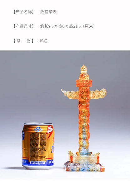 Glazed Souvenirs Chinese Style Business Gift Crystal Huabiao Ornamental Column Crafts Ornament Decoration Marble Pillar