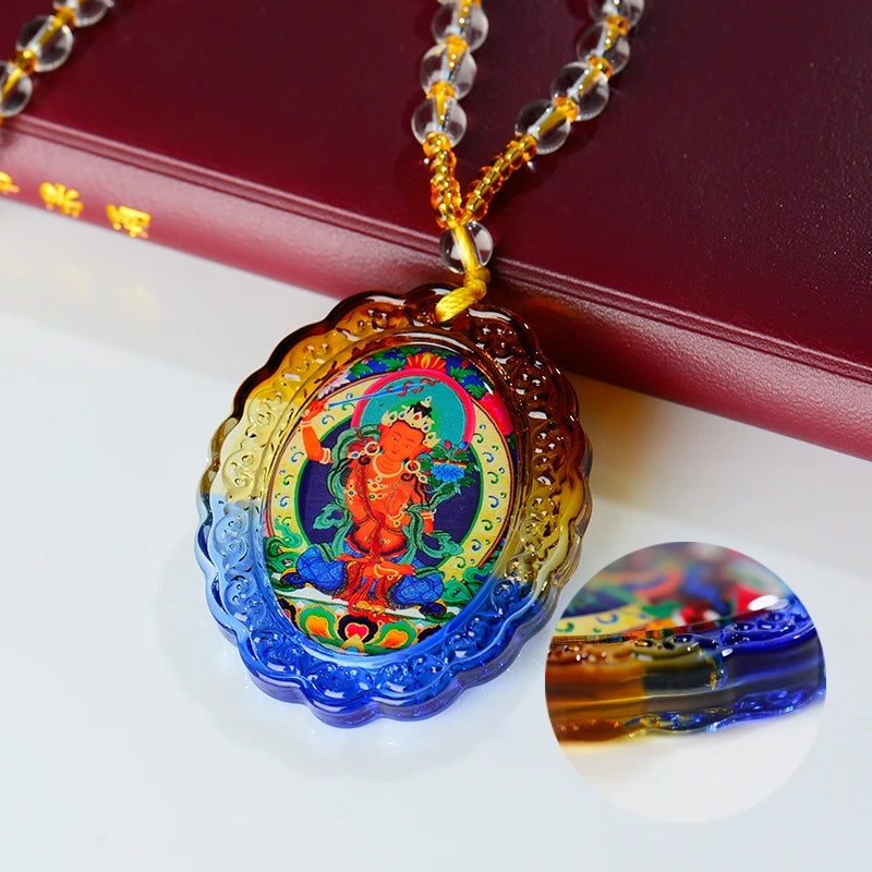Buddhism Geomantic omen master talisman bless safety health good luck Bodhisattva Manjusri Guanyin buddha Pendant Amulet