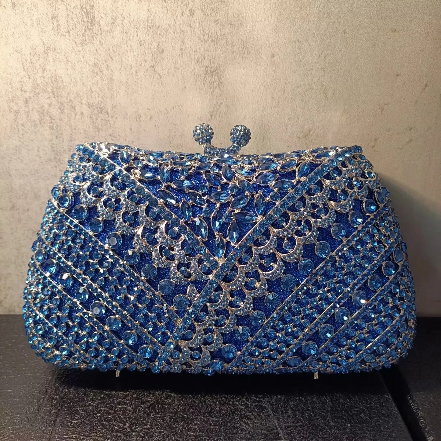 Top Selling Hollow Out Green Blue Orange Bag Woman Diamond Clutches Wedding Bridal Evening Purse Dinner Party Crystal Handbag