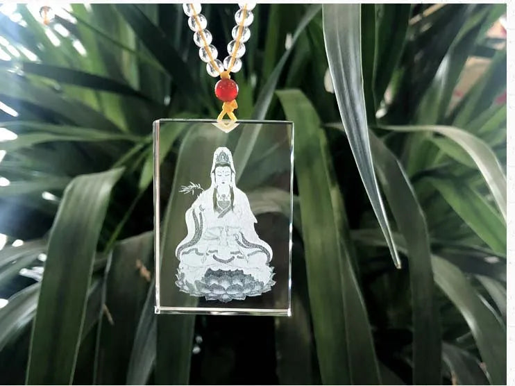 Asia Thailand pocket efficacious Mascot safe good luck 3D crystal  God Green Tara Guanyin Buddha Avalokitesvara Amulet Pendant