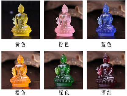 Wholesale Buddhist supplies--7 color -home Temple Buddhism ART the Medicine Guru Buddha Crystal resin Decorative Buddha statue