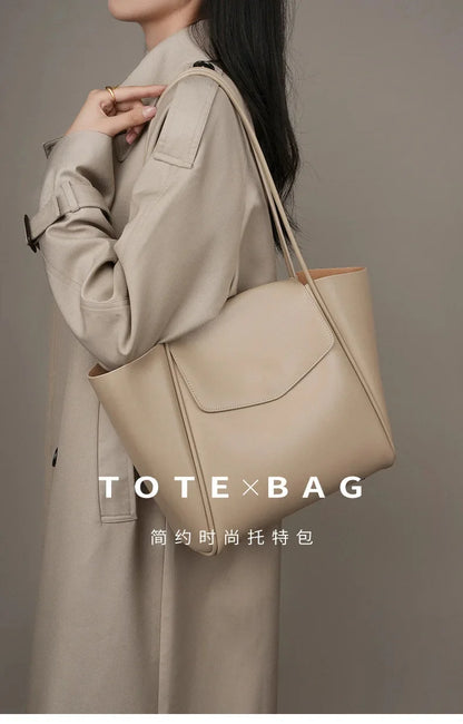 Genuine New Summer Soft Leather Tote Women's Capacity Advanced One Shoulder Cowhide Large Bag