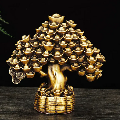 Chinese Pure Copper Bring Lucky Money Tree Ornaments Pot Tree Living Room Office Desktop Decoration