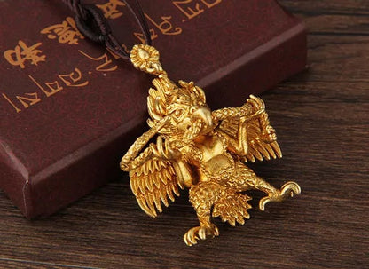 TOP Buddhist supply Greco-Buddhist pocket travel efficacious talisman gilding Suparna Garuda Dhwaja Buddhism Pendant Amulet