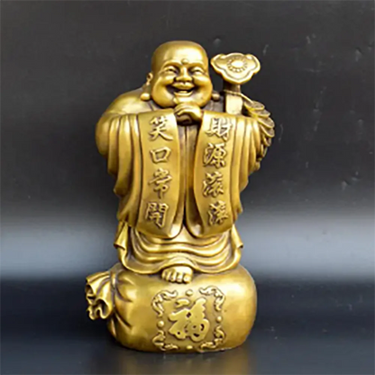 Copper Statue Antique pure copper Maitreya Buddha handicraft office home decoration