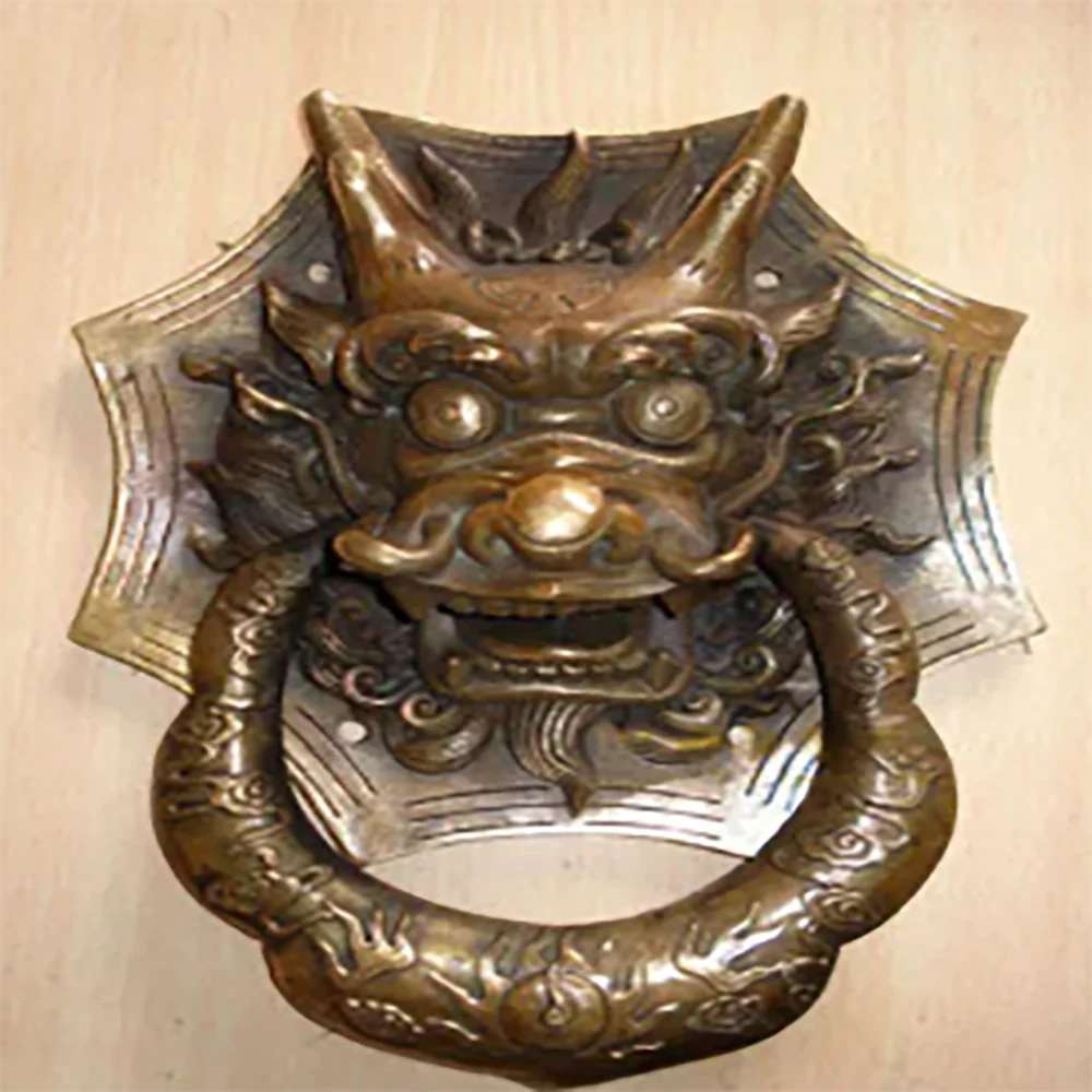 Copper Brass CHINESE crafts decoration NICE Chinese Bronze Dragon Head Door Knocker 10"