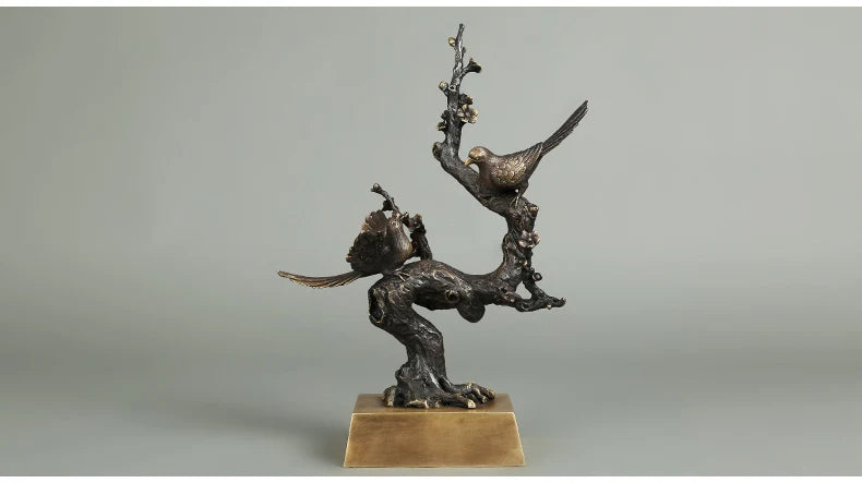 Good luck Mascot # HOME company business ART efficacious propitious talisman Pied magpie FENG SHUI brass Sculpture statue