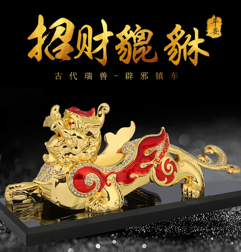 Bring GOOD LUCK Money Drawing Gold PI XIU Mythical dragon FENG SHUI statue HOME OFFICE SHOP CAR Talisman Protection