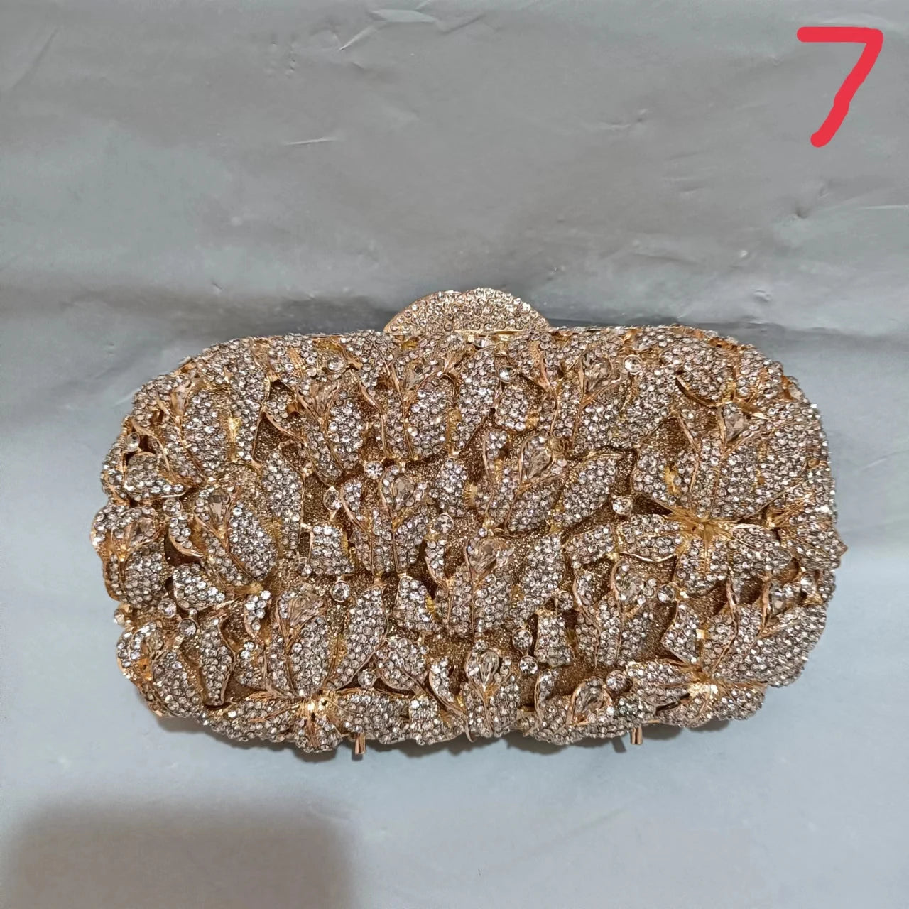 Woman White Diamond Gold Flower Evening Purse Bridal Dinner Prom Floral Banquet Handbag Ladies Wedding Party Crystal Clutch Bag