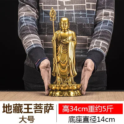 TOP GOOD Ksitigarbha Bodhisattva Buddha figure # Buddhist HOME familyProtection FENG SHUI copper Sculpture statue