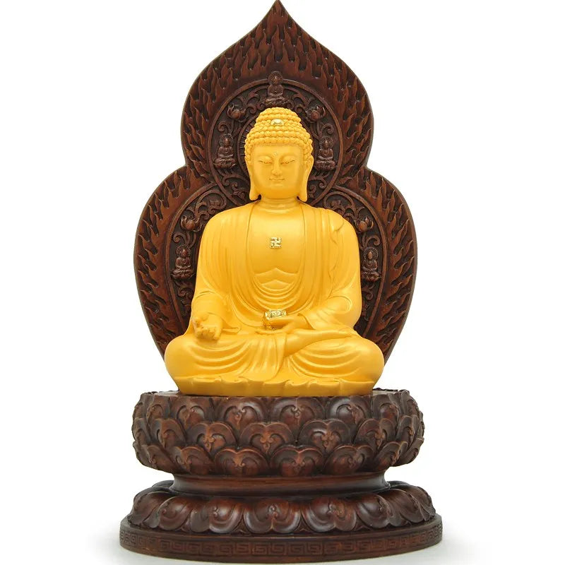 TOP GOOD 30CM large # Greco-Buddhist HOME OFFICE  Protection # Southeast Asia GOLDEN Lotus Amitabha Buddha statue- good