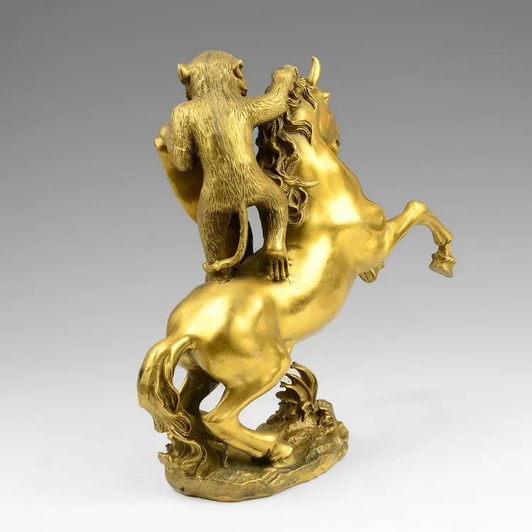 office home efficacious protective Talisman House Protection # monkey on horse auspicious Mascot BRASS statue