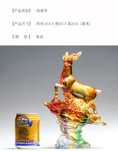 Coloured Glaze Sheep Ornament Gift Sanyang Kaitai Auspicious Crafts Home Decoration