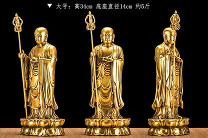 TOP GOOD large Ksitigarbha Bodhisattva Buddha figure # Buddhist HOME family  Protection FENG SHUI copper Sculpture statue  34CM