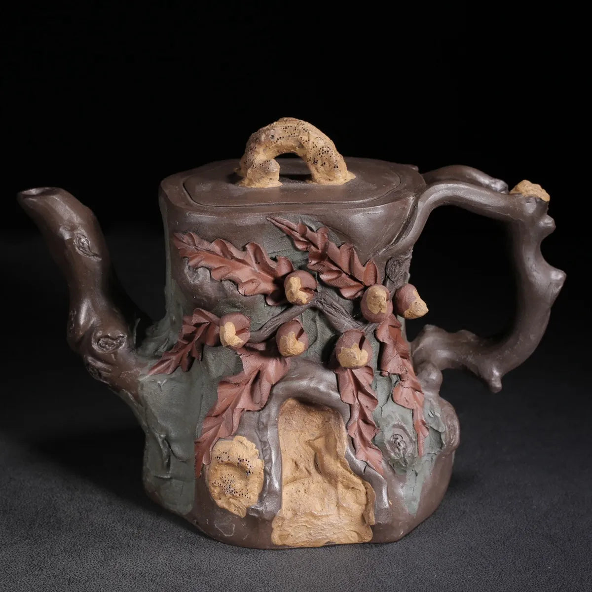 Chinese Yixing Zisha Clay Teapot Purple Mud Tree Stump Pot Jiang Rong 800ml