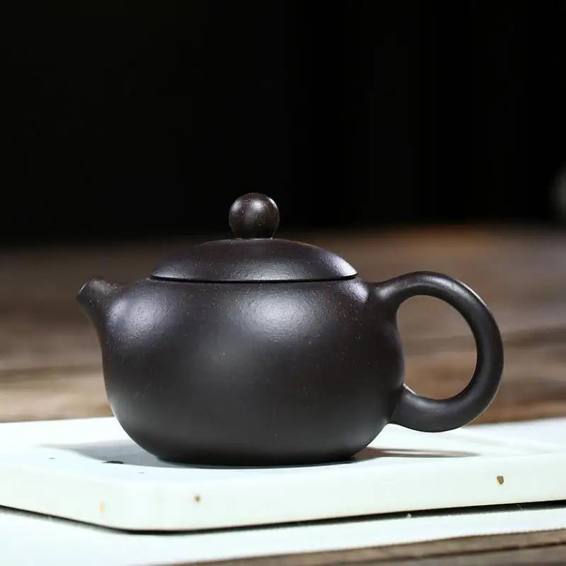 Zisha Teapot Yixing Handmade Pot, Kung-Fu Teaware, Purple Clay Drinkware for Puer Green Black Chinese Tea, Black Gold Sand Xishi