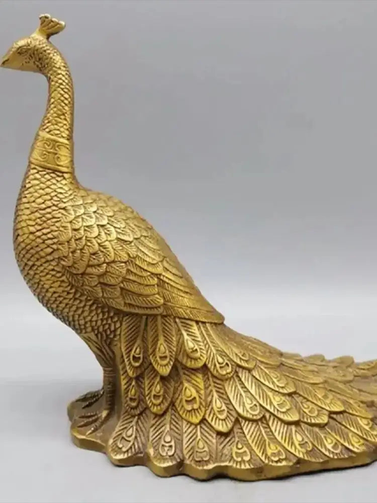 China brass archaize peacock crafts statue