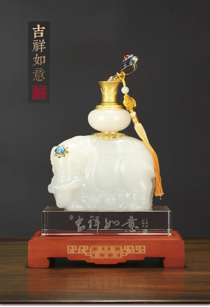 Auspicious luck  elephant  Glazed glaze  gemstone  Gilding  Jade ornaments  Decorative Crafts gift