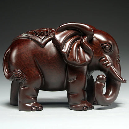 Black sandalwood carved elephant ornaments, solid wood carving,one object, mahogany home,entrance,office decoration, handicrafts