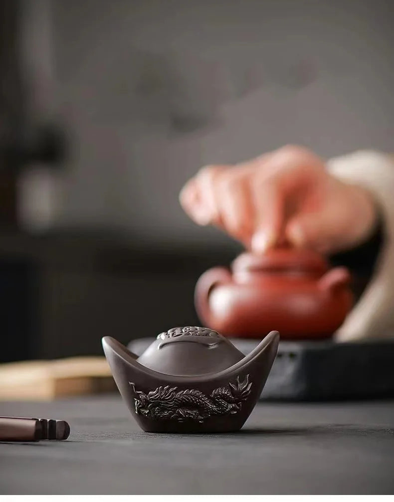 Purple Sand -Xianglong Yuan bao- Tea set decorative ornaments ,Tea lid holder, Home Room,Office Decoration Accessories