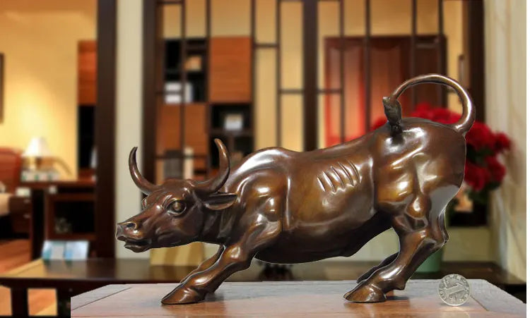 Good luck-- HOME Company business decorative Stock market bull Wall Street bull bronze  statue Mascot # home art  large