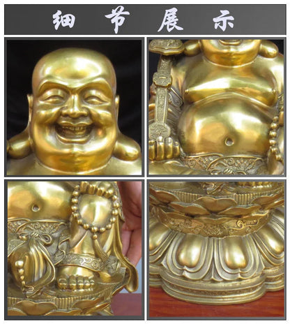 37cm large HOME Family Maitreya buddha Recruit wealth God of wealth CAI SHEN God COPPER statue Efficacious protection 50% OFF