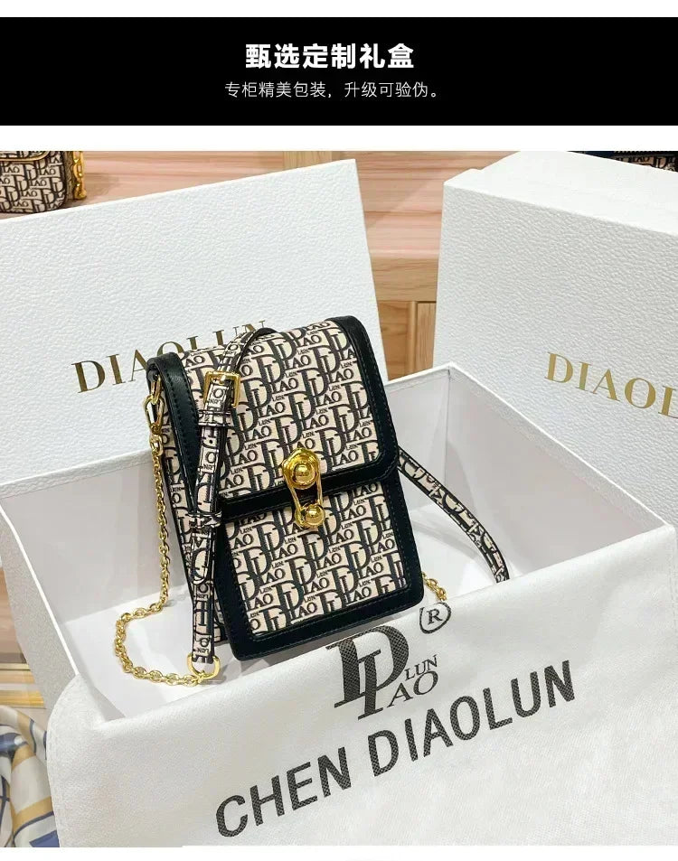 Famous Designer Luxury Brand Mobile Phone Bag Mini Chain Buckle Shoulder Messenger Bags High Quality Women Purse And Handbag
