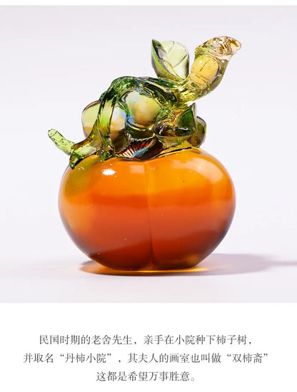 Coloured glaze Everything Goes Well Crafts Persimmon Crystal Ornament Home Coloured glaze  Decorations