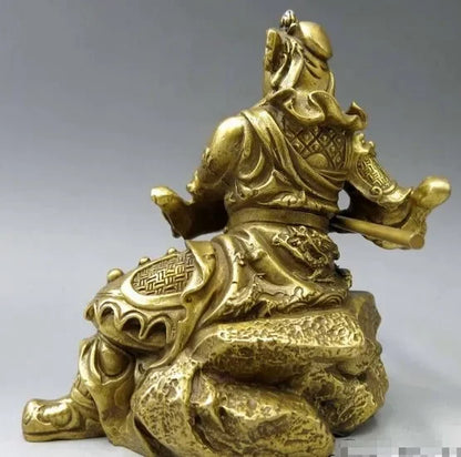 5 "Patung Prajurit Cina Murni Kuningan Tembaga Naga Guan Gong Guan Yu