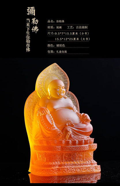 Coloured Glaze Pot Belly Maitreya Buddha Shakyamuni  Cloth Bag Monk Worship Home Decoration Buddha Of The Future Supplies Temple