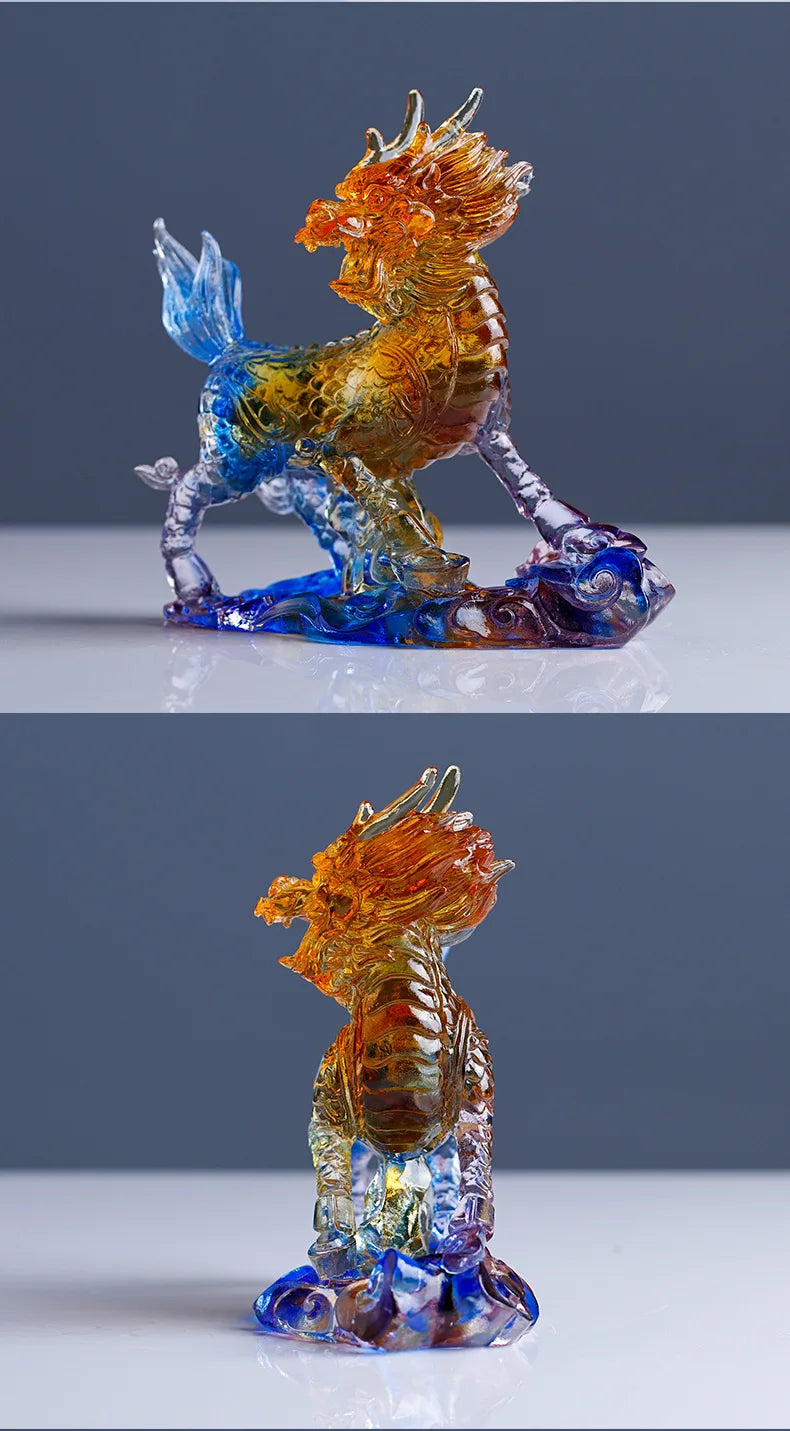 Coloured Glazed unicorn ornaments to pray for blessings and blessings kirin Chinese dragon kylin