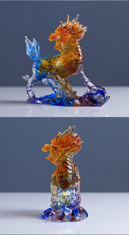 Coloured Glazed unicorn ornaments to pray for blessings and blessings kirin Chinese dragon kylin