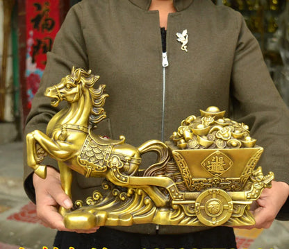 HOME SHOP Company FENG SHUI Stock business Money Drawing GOOD LUCK Bull Taurus Mascot Brass statue  49CM large