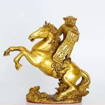 Pure copper immediately Fenghou ornaments copper horse lucky zodiac monkeys immediately rich office crafts decorations