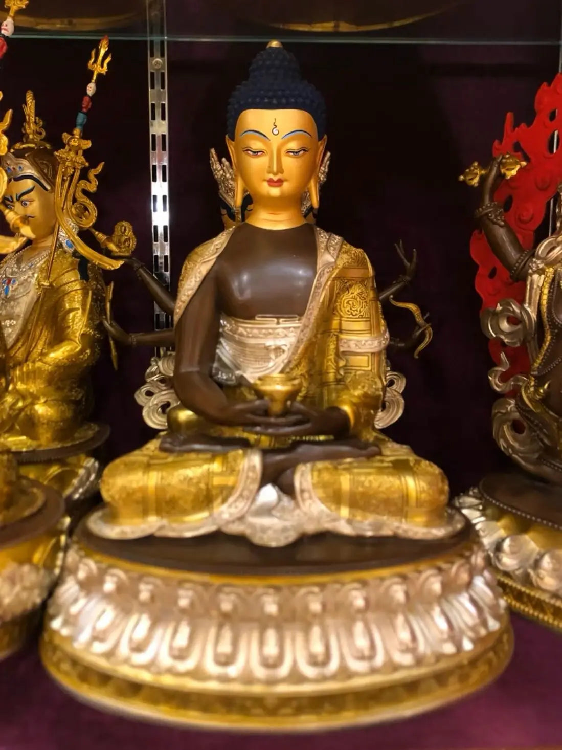 30cm large Wholesale Buddhist Item TOP GOOD gilding copper Amitabha Mitukpa Buddha statue HOME family protection worship Buddha